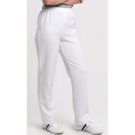 Pantalón Cintura Elástica  Mujer  65% Poliéster - 35% Algodón. Blanco