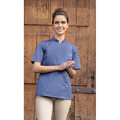 Chaq Chef Mujer m/corta estilo Vaquero. 65% Pol-35% Alg. Azul Vintage