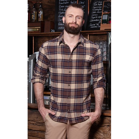 Camisa de Cuadros para hombres, tendencia urbana. 65% Pol.-35% Alg.110 g/m²