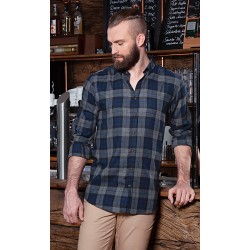 Camisa de Cuadros para hombres, tendencia urbana. 65% Pol.-35% Alg.110 g/m²