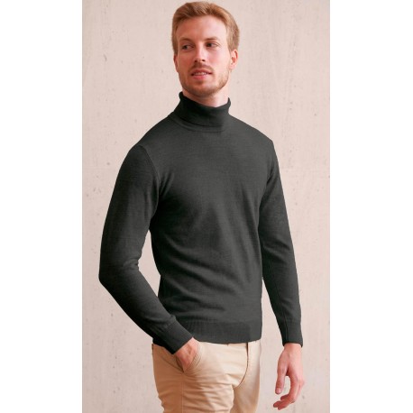 Jersey hombre cuello cisne. 50% Lana Merino - Acrílico Marengo