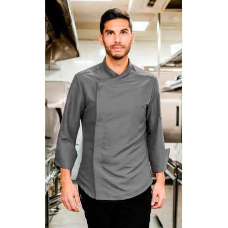 Chaqueta Cocina de Hombre. 100% Pol. GRIS MEDIO